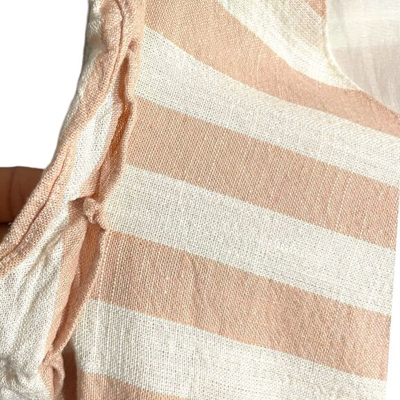 & Merci Striped Faux Wrap Mini Dress Women's Medium Ivory Linen Blend Spring Zip - Picture 6 of 11